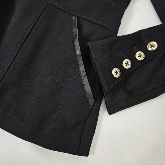 White House Black Market Faux Leather Trim One-Button Jacket Black Size 4 - Picture 7 of 11